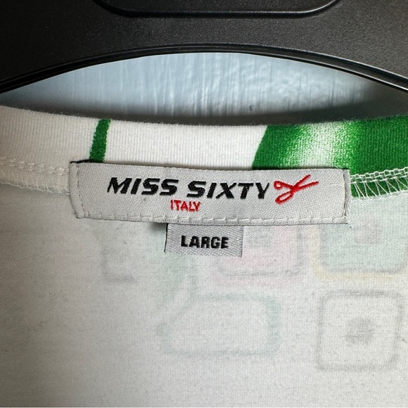 NWT VTG Miss Sixty RARE SAMPLE Top Sz Large Y2K Tropical Graphic Italy Geometric - Picture 11 of 16